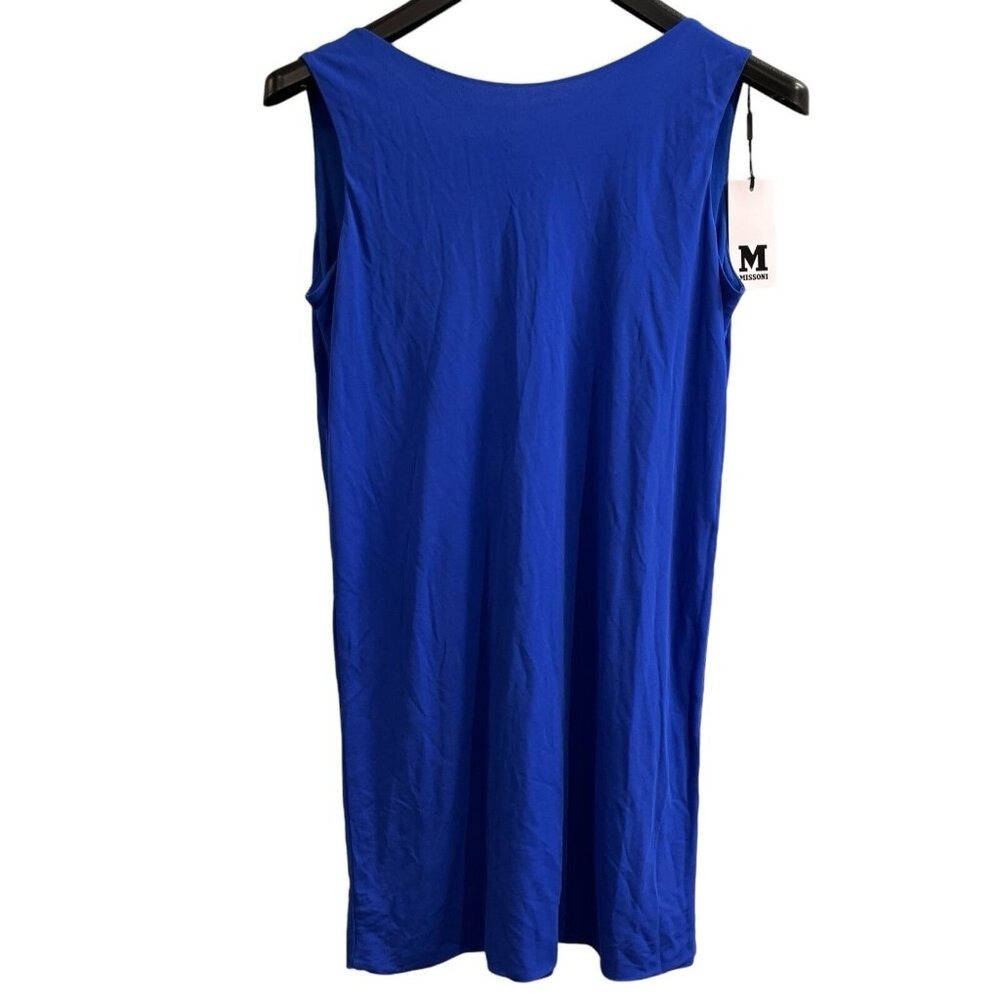 Missoni Dress Royal Blue Jersey Knit Sheath Midi Sleeveless Size XL‎ Comfort